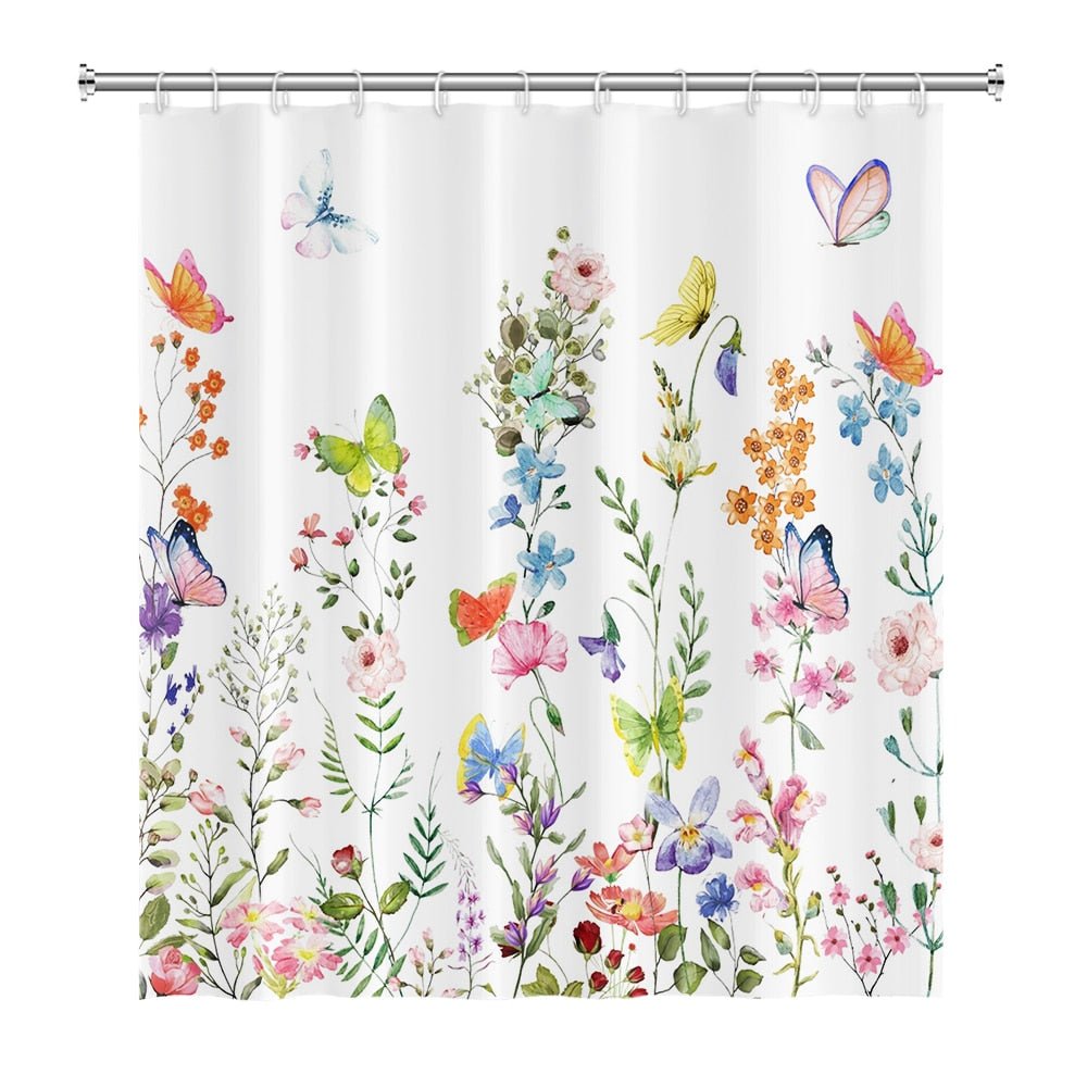 Botanical Shower Curtains with Hooks - High Street Cottage
