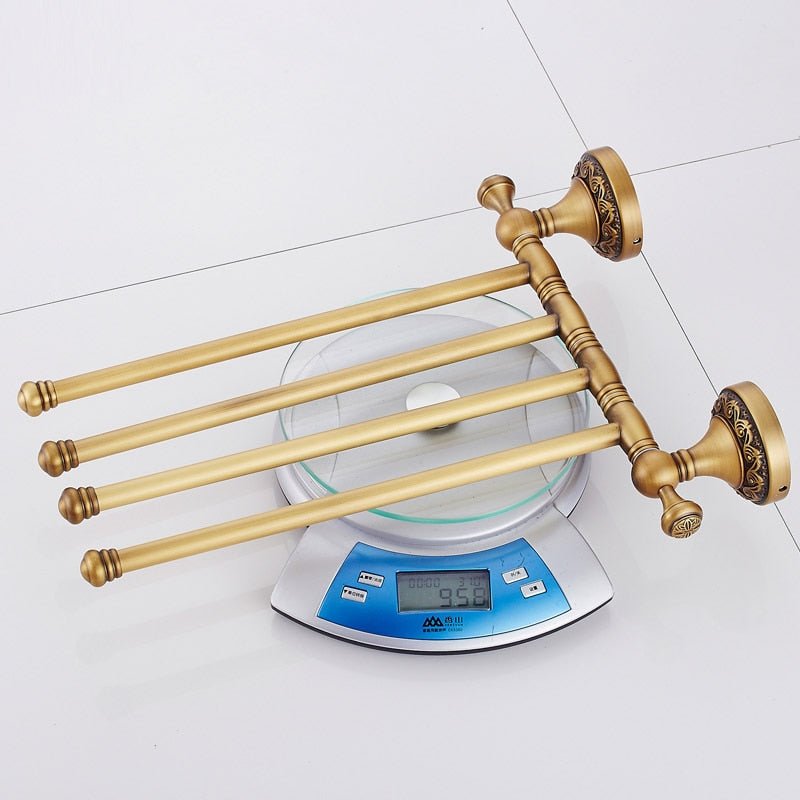 Brass Swivel Towel Bars with Antique Style Details - High Street Cottage