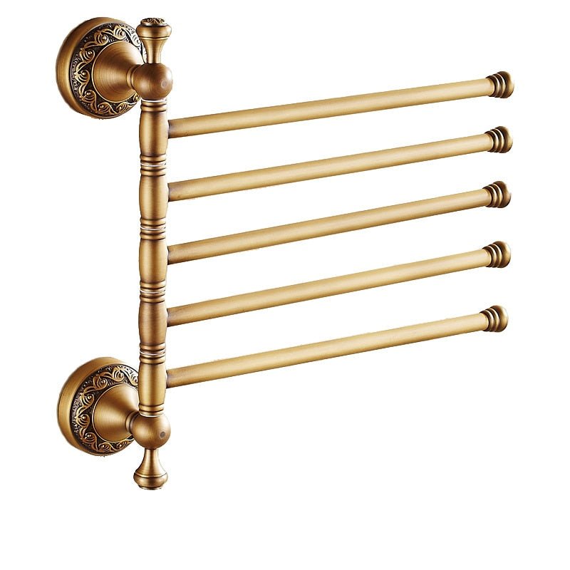Brass Swivel Towel Bars with Antique Style Details - High Street Cottage