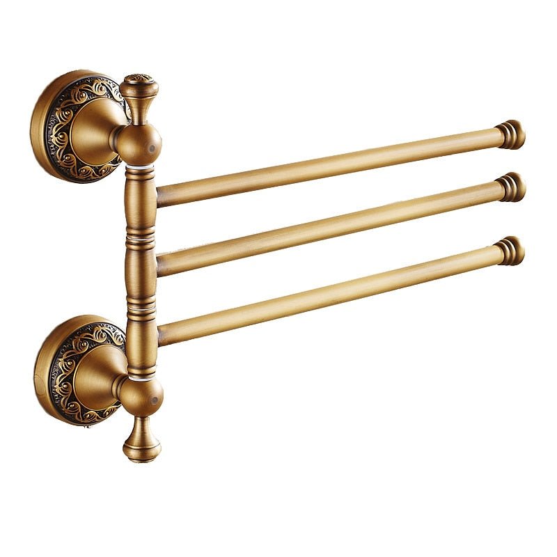 Brass Swivel Towel Bars with Antique Style Details - High Street Cottage