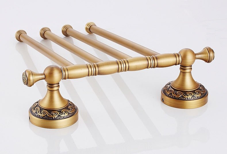 Brass Swivel Towel Bars with Antique Style Details - High Street Cottage