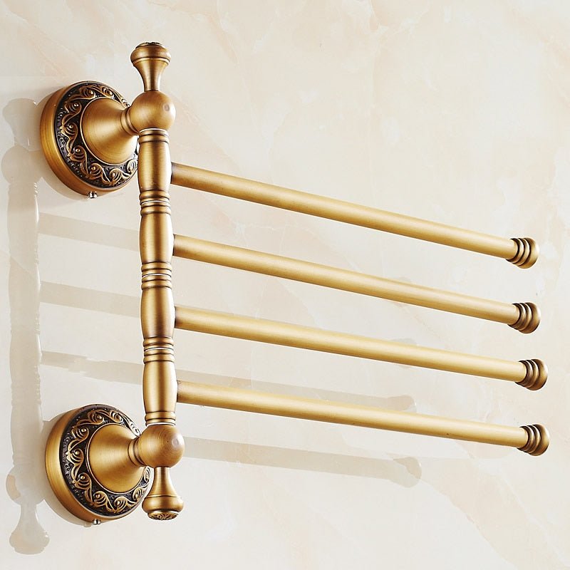 Brass Swivel Towel Bars with Antique Style Details - High Street Cottage