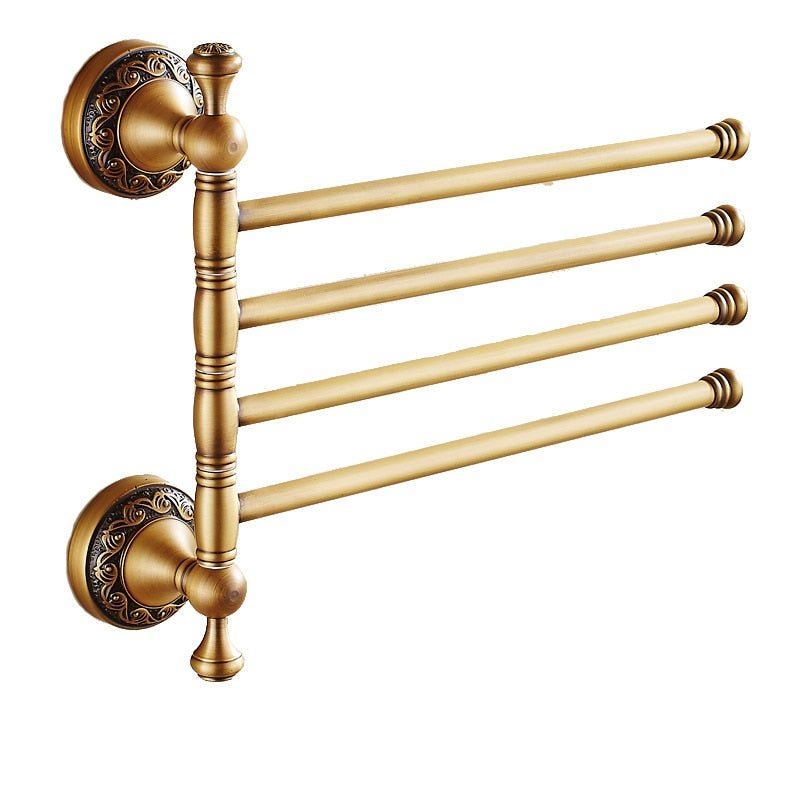 Brass Swivel Towel Bars with Antique Style Details - High Street Cottage
