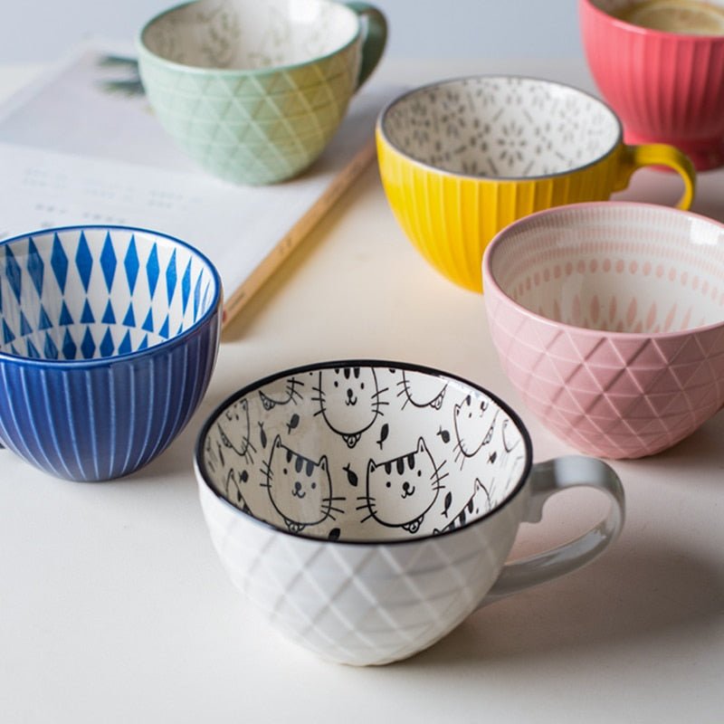 Bright Ceramic Mugs with Cute Patterned Interiors - High Street Cottage