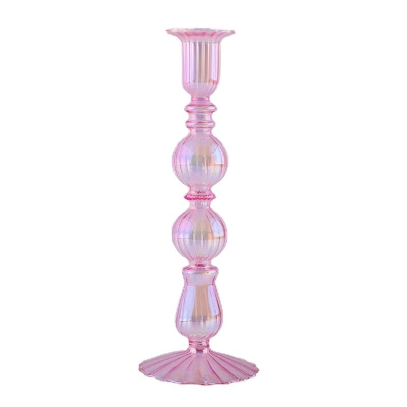 Bright Iridescent Glass Taper Candle Holders - High Street Cottage