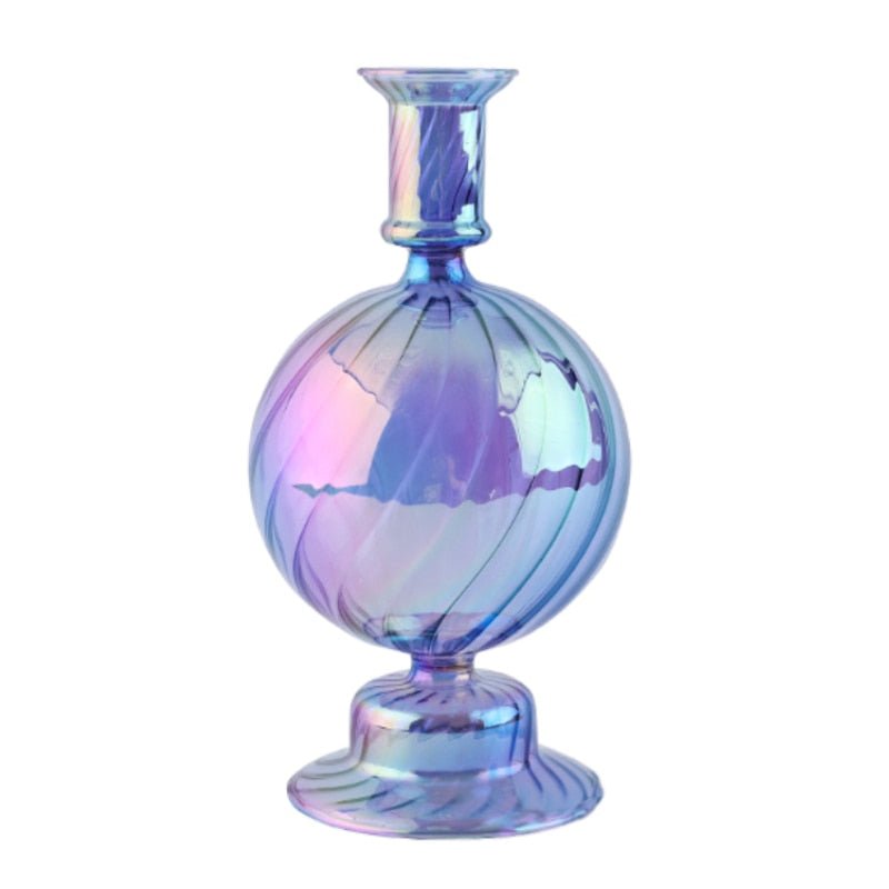 Bright Iridescent Glass Taper Candle Holders - High Street Cottage