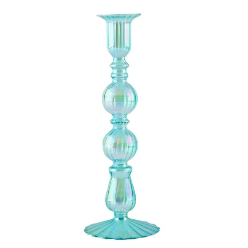 Bright Iridescent Glass Taper Candle Holders - High Street Cottage