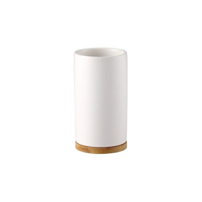 Ceramic and Bamboo Bathroom Accessory Set - High Street Cottage
