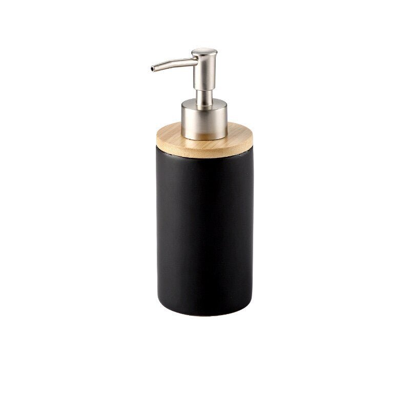 Ceramic and Bamboo Bathroom Accessory Set - High Street Cottage