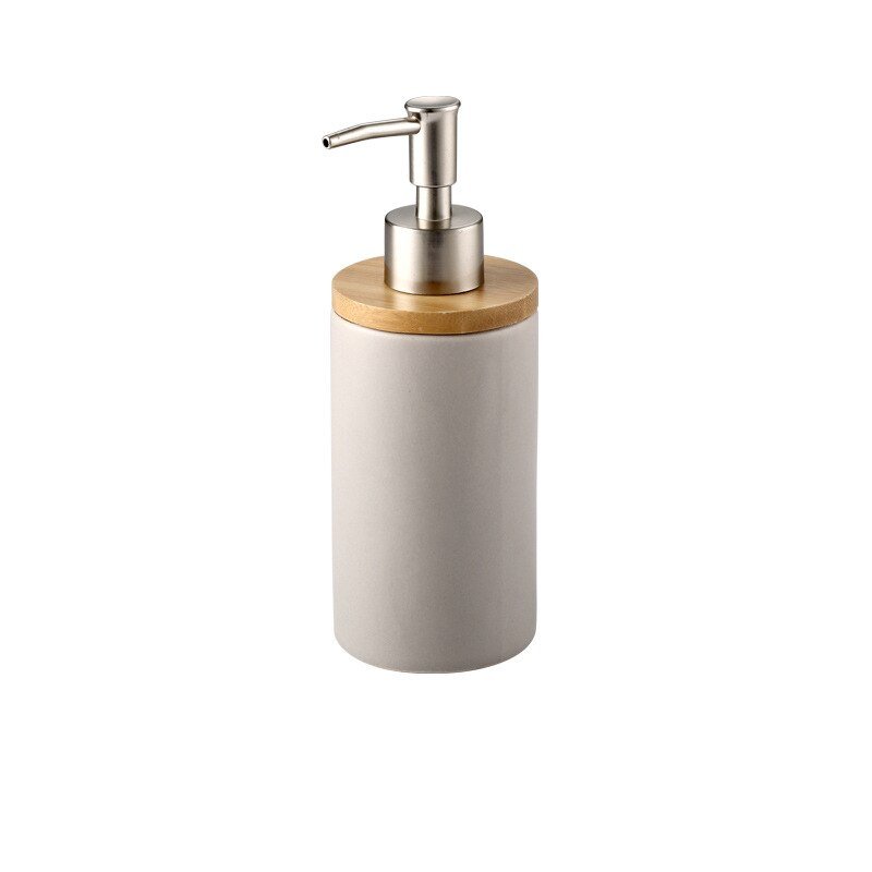 Ceramic and Bamboo Bathroom Accessory Set - High Street Cottage