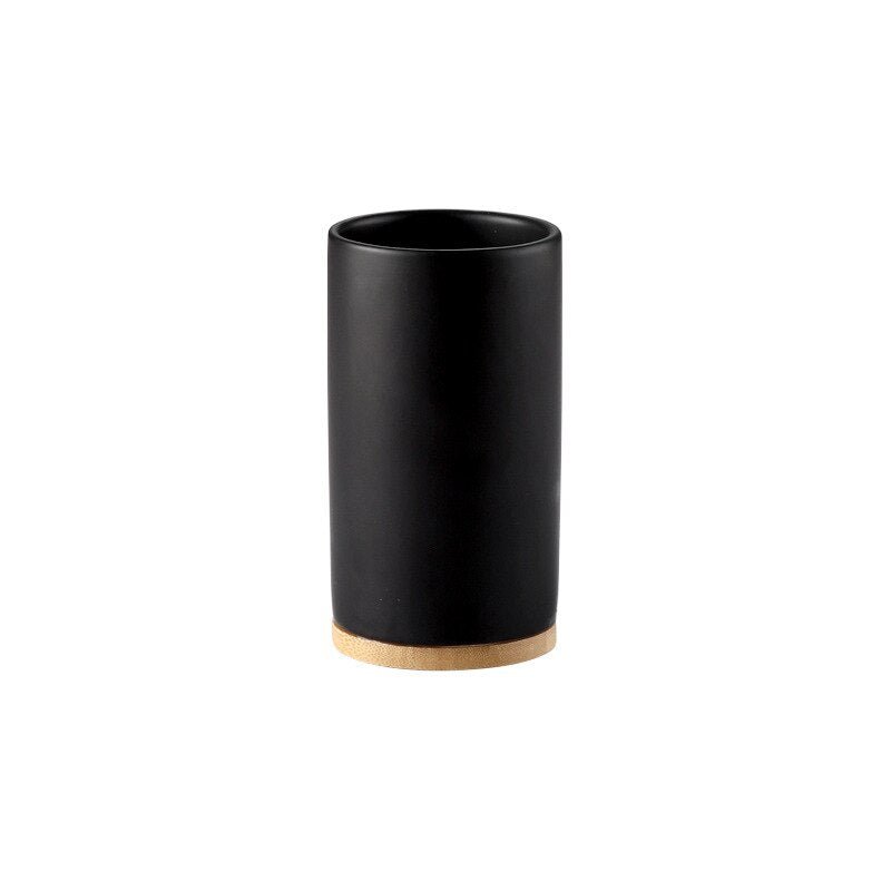Ceramic and Bamboo Bathroom Accessory Set - High Street Cottage