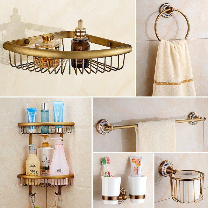 Ceramic and Brass Bathroom Hardware Collection - High Street Cottage