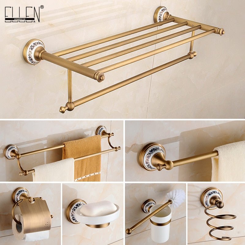 Ceramic and Brass Bathroom Hardware Collection - High Street Cottage
