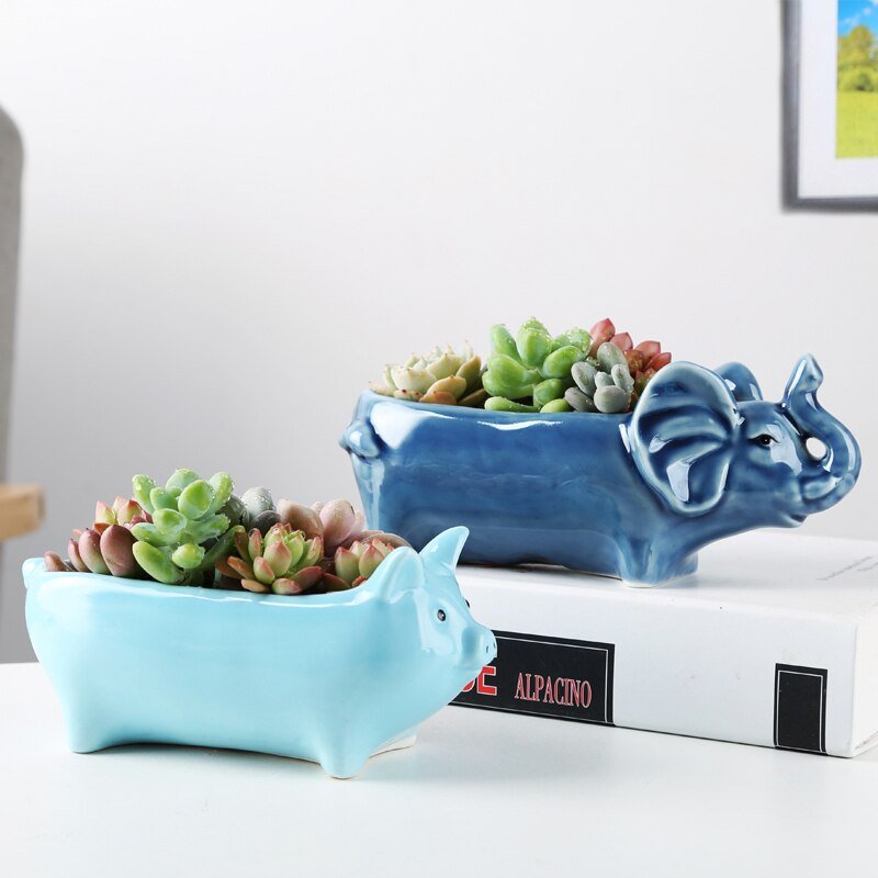 Cute Flower Pots - Alpacas, Elephants, and Pigs! - High Street Cottage