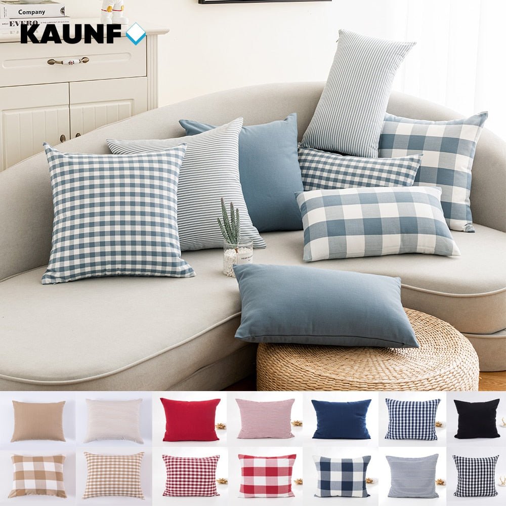 Decorative Plaid Throw Pillow Covers - High Street Cottage
