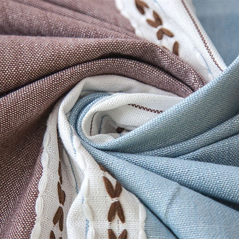 Decorative Striped Linen Tablecloth With Tassels (4 color options) - High Street Cottage