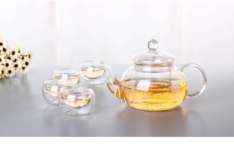 Elegant Glass Tea Pots - Larger Sizes (with or without cups) - High Street Cottage