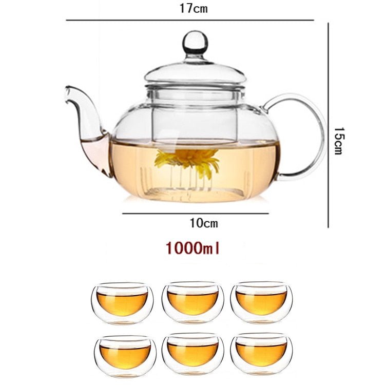 Elegant Glass Tea Pots - Larger Sizes (with or without cups) - High Street Cottage