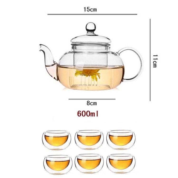 Elegant Glass Tea Pots - Larger Sizes (with or without cups) - High Street Cottage