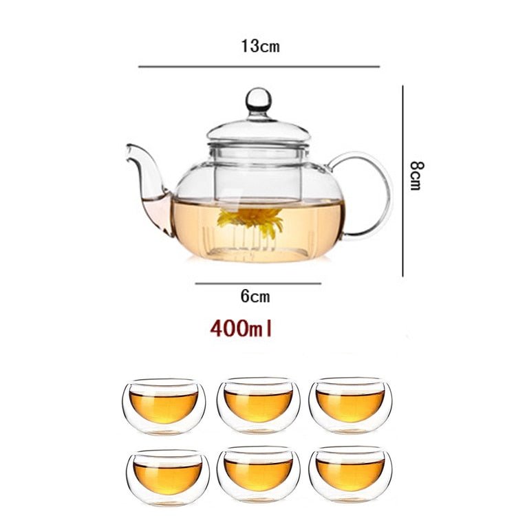 Elegant Glass Tea Pots - Larger Sizes (with or without cups) - High Street Cottage