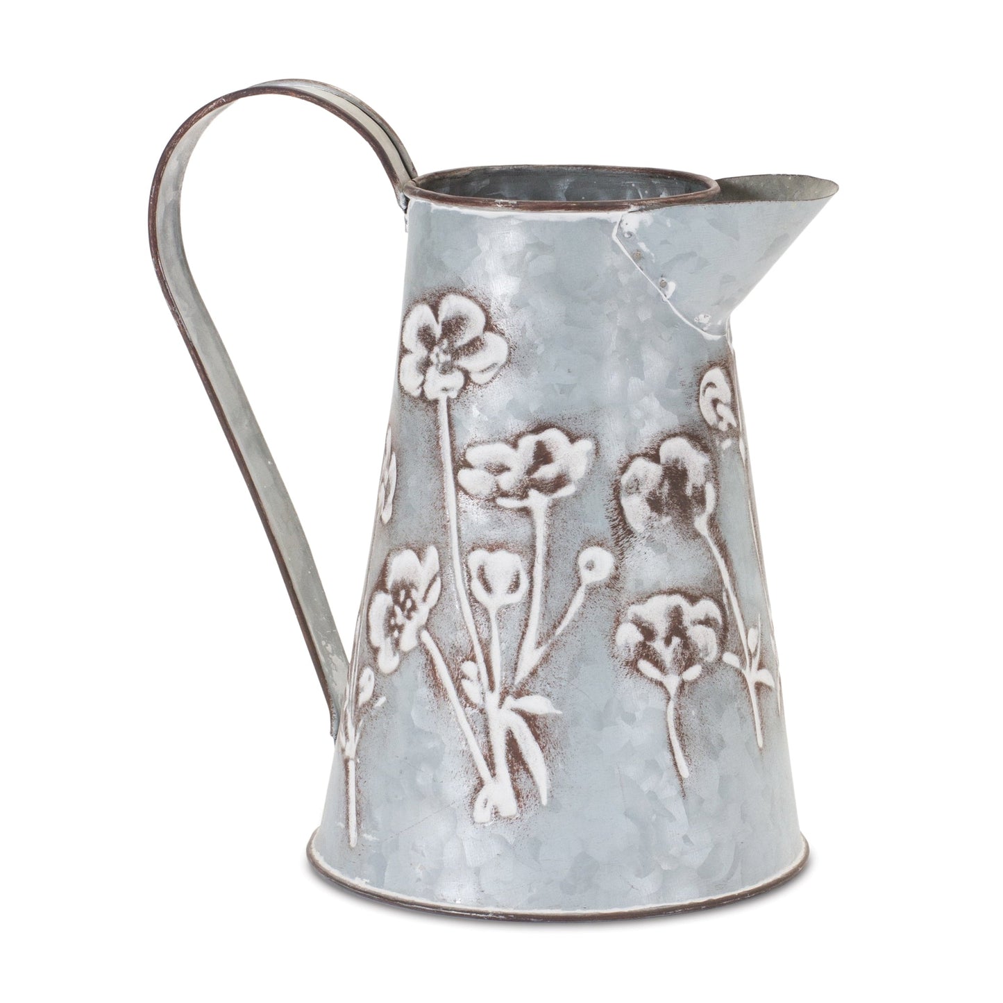 Floral Embossed Metal Pitchers - High Street Cottage