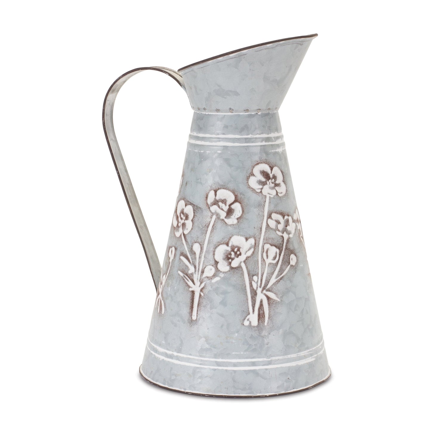 Floral Embossed Metal Pitchers - High Street Cottage