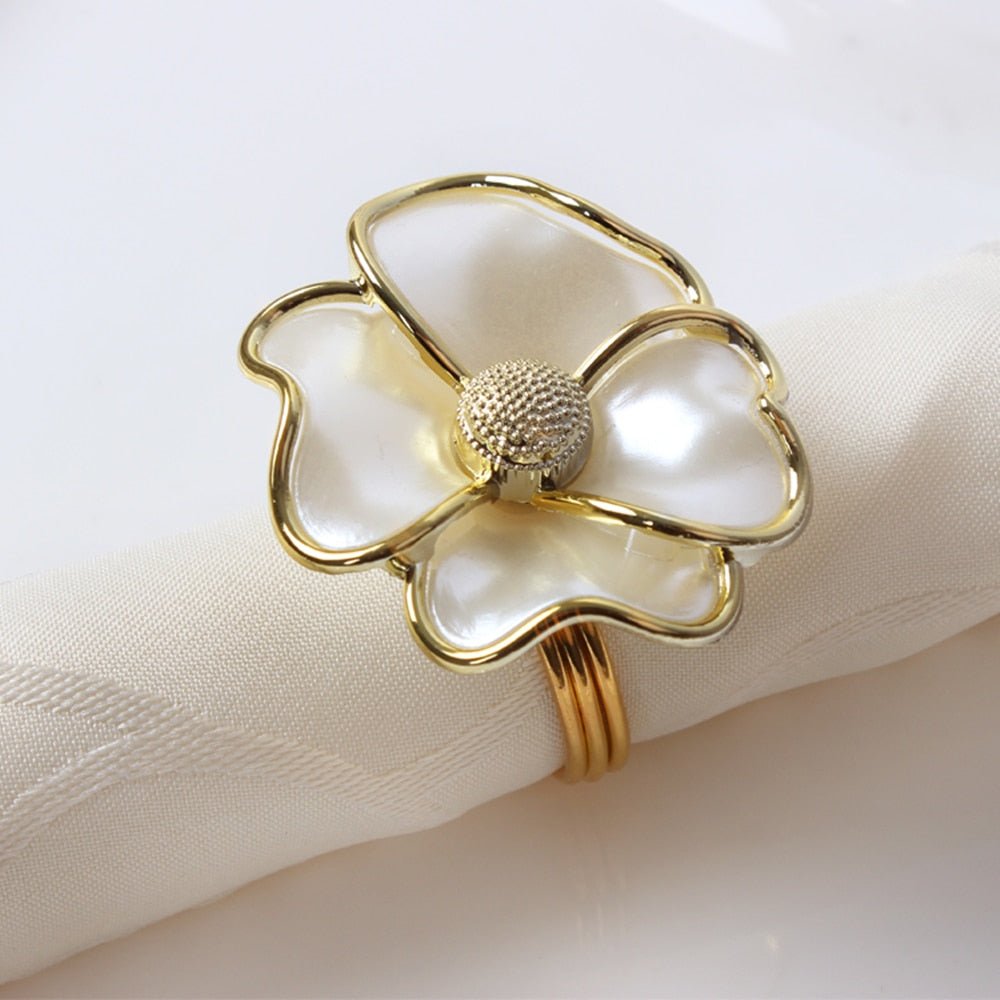 Floral Enamel Napkin Rings - Set of Six - High Street Cottage