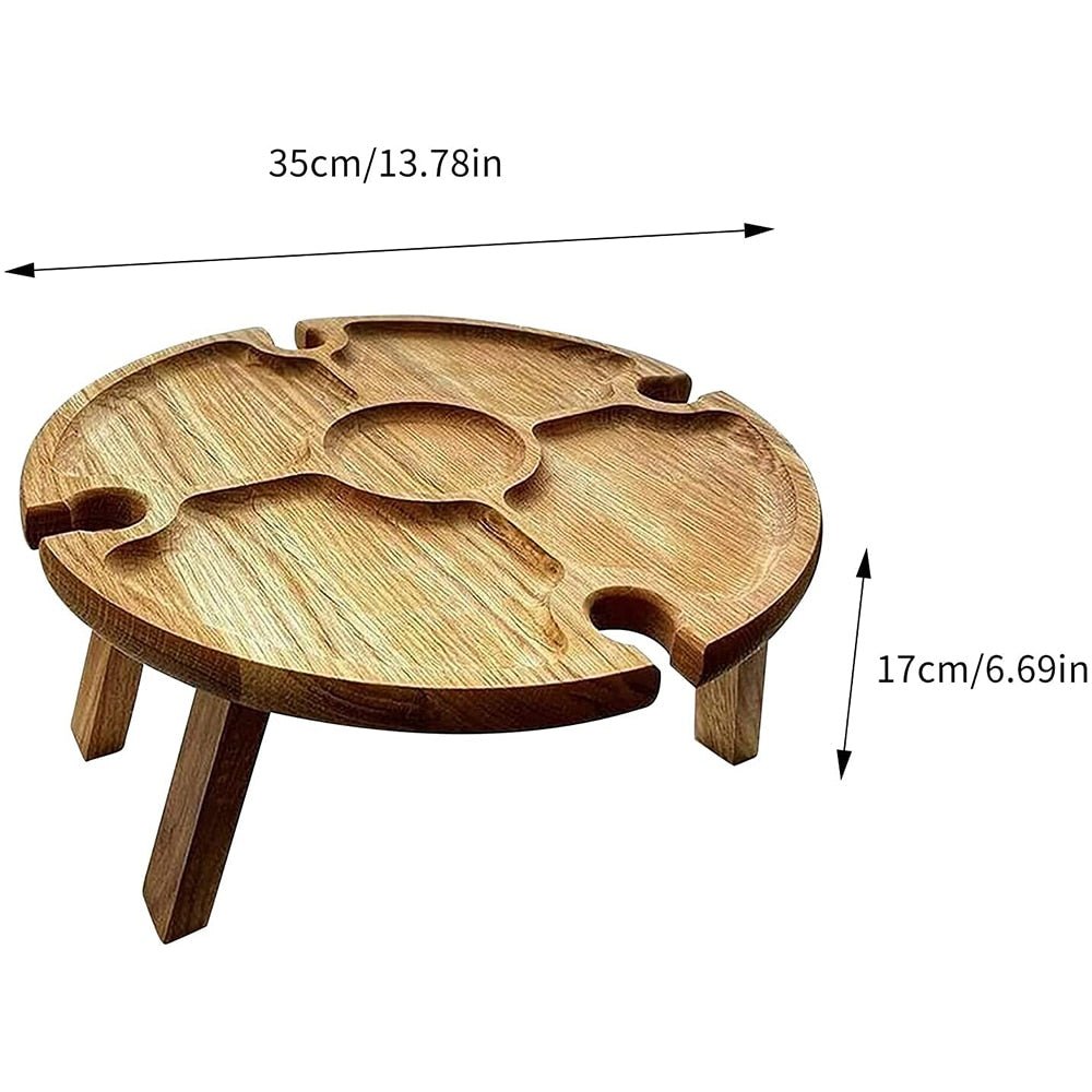 Folding Mini Table With Wine Holder - Round - High Street Cottage