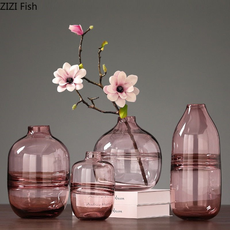 Glass Vases in Blue, Pink or Gray - High Street Cottage