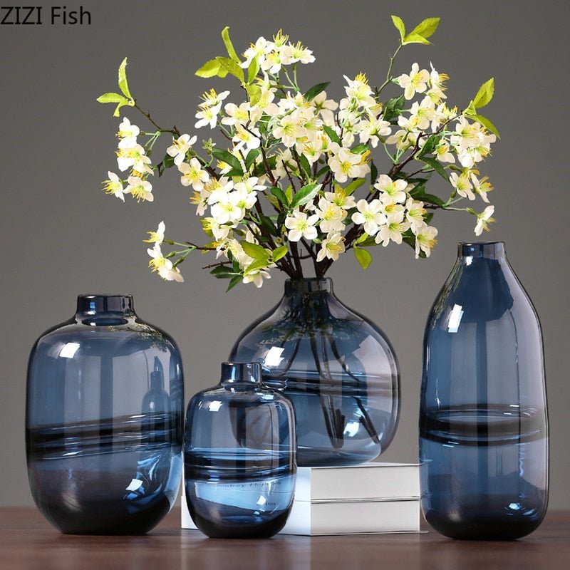 Glass Vases in Blue, Pink or Gray - High Street Cottage