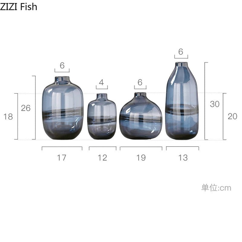 Glass Vases in Blue, Pink or Gray - High Street Cottage