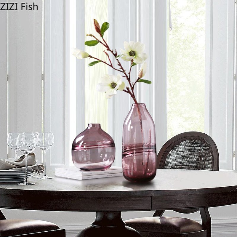 Glass Vases in Blue, Pink or Gray - High Street Cottage