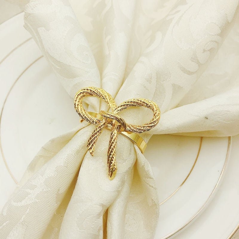 Golden Bow Napkin Rings - Set of 12 - High Street Cottage
