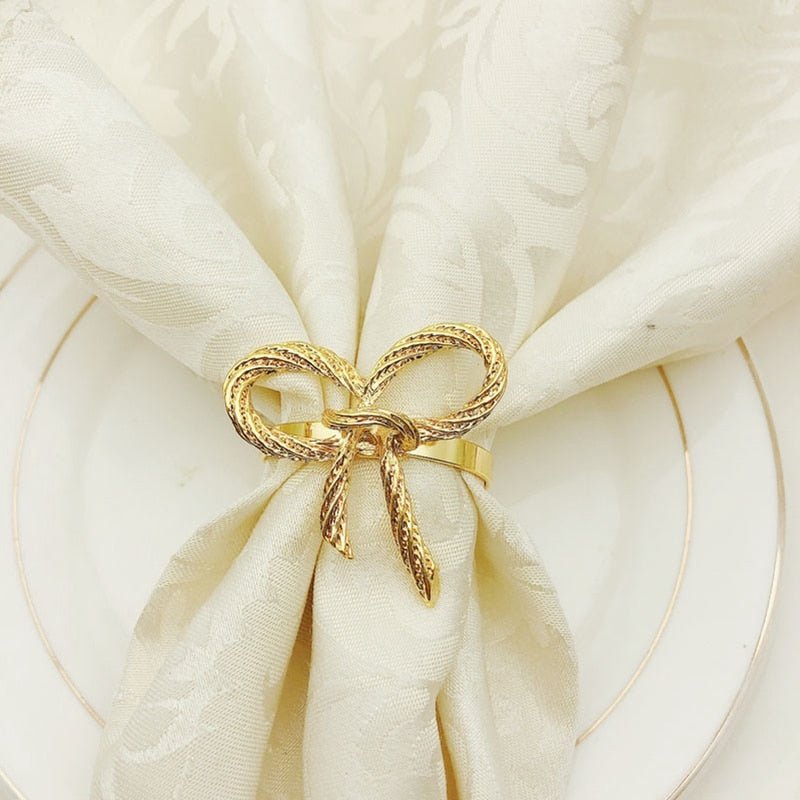 Golden Bow Napkin Rings - Set of 12 - High Street Cottage