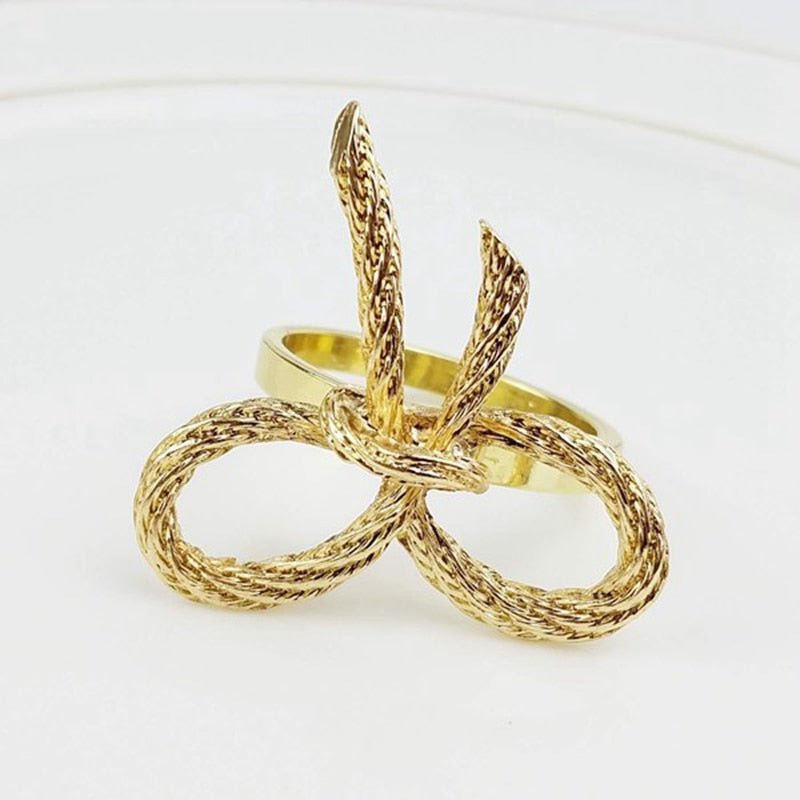 Golden Bow Napkin Rings - Set of 12 - High Street Cottage