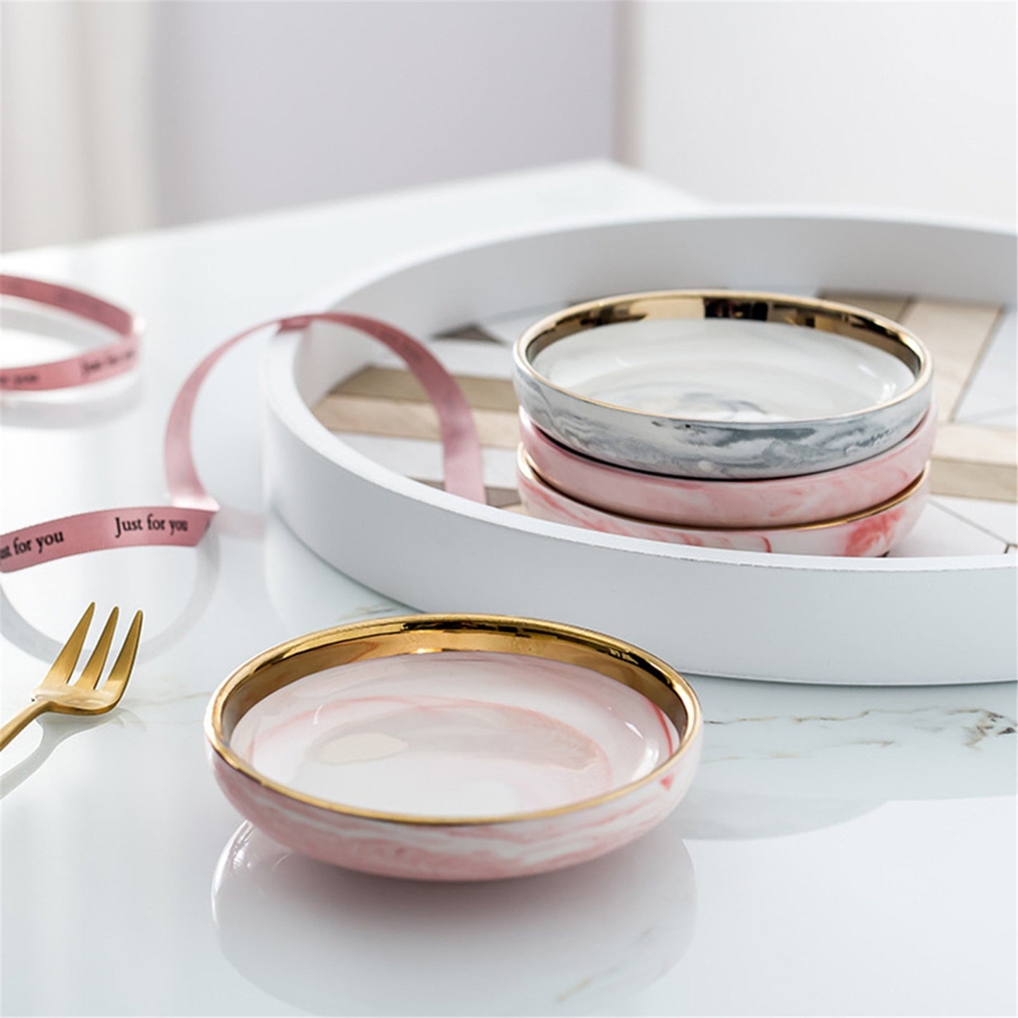 Golden Edge Ceramic Trinket or Snack Dishes - High Street Cottage
