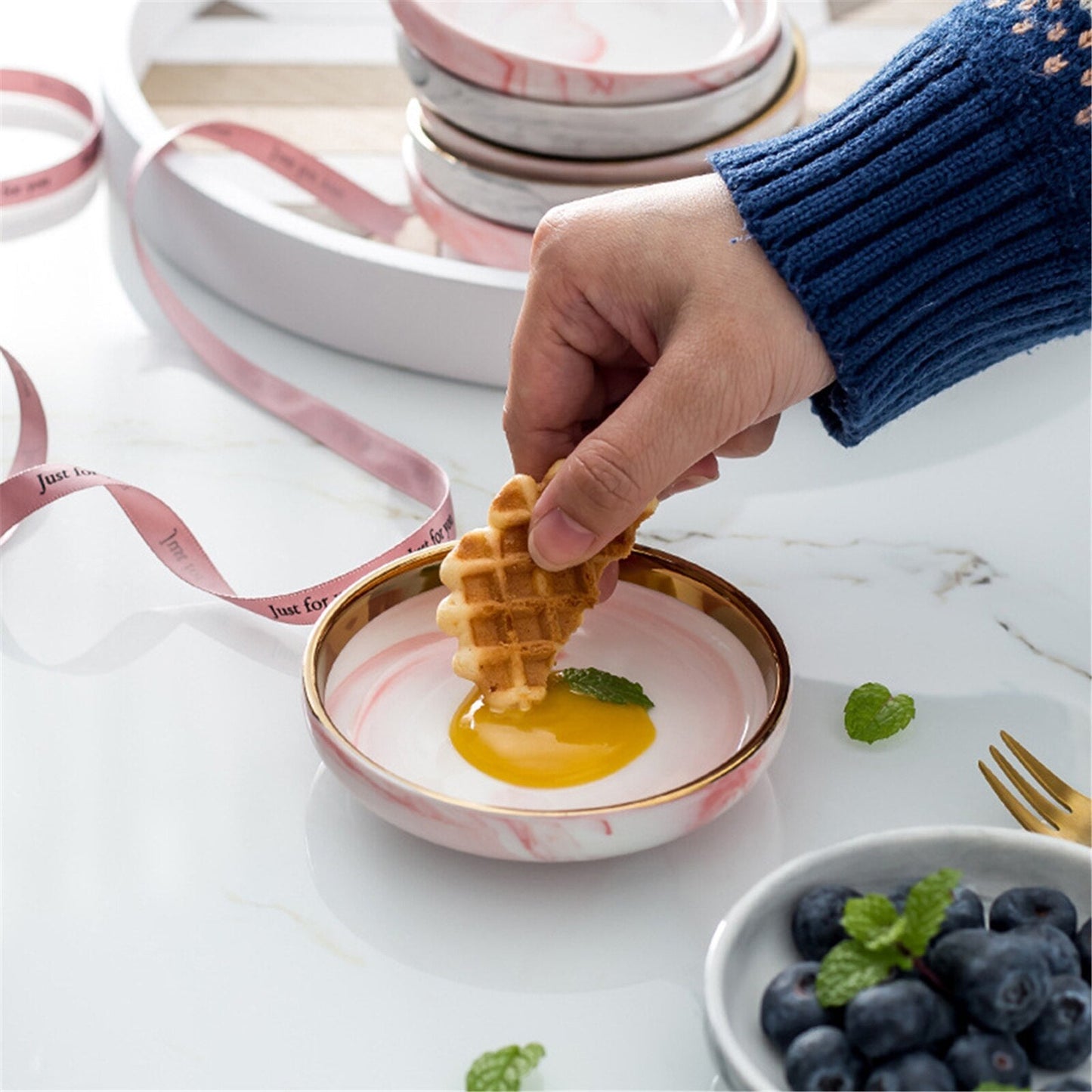 Golden Edge Ceramic Trinket or Snack Dishes - High Street Cottage