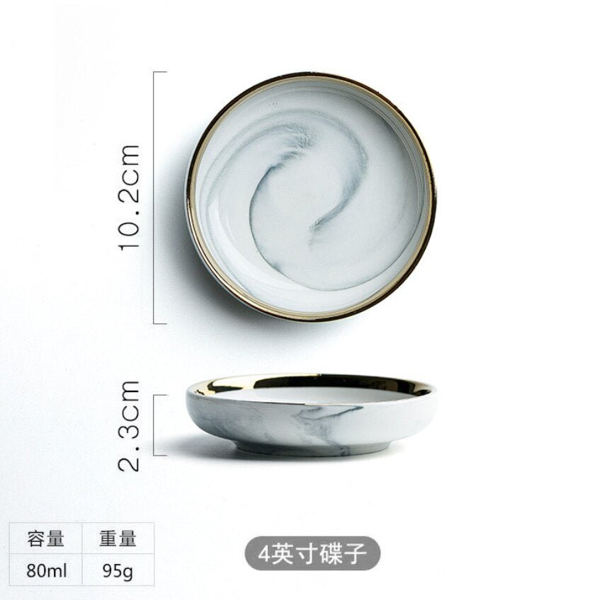 Golden Edge Ceramic Trinket or Snack Dishes - High Street Cottage