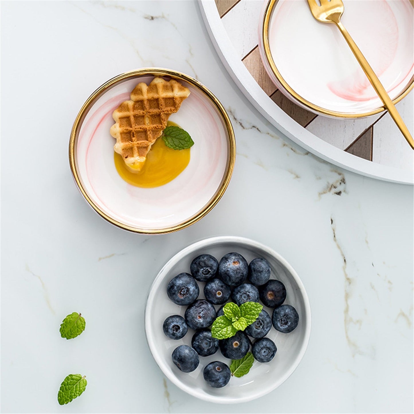 Golden Edge Ceramic Trinket or Snack Dishes - High Street Cottage