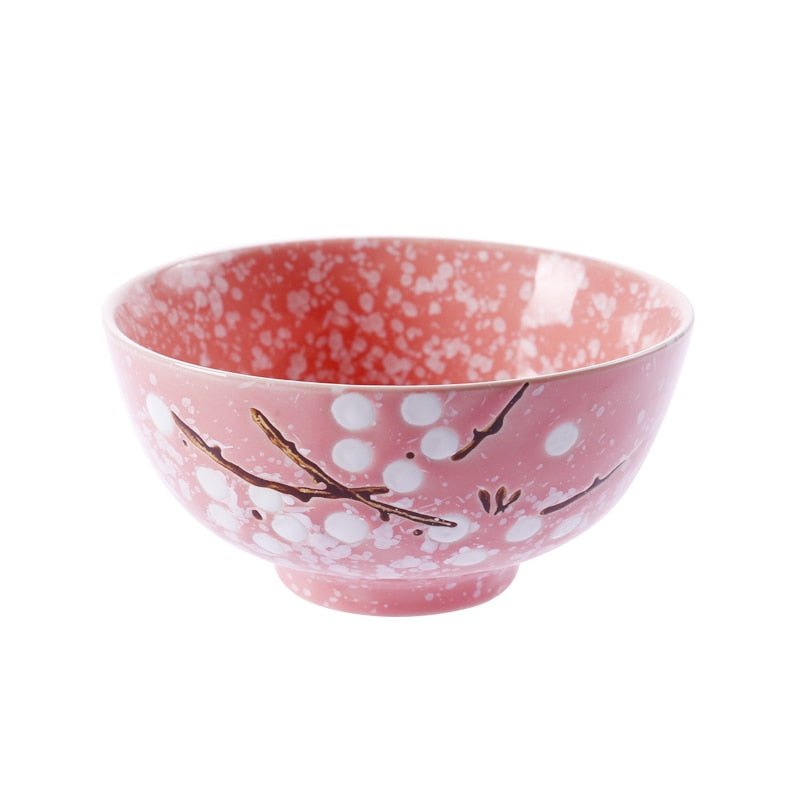 Japanese Style Ceramic Floral Rice Bowls - High Street Cottage