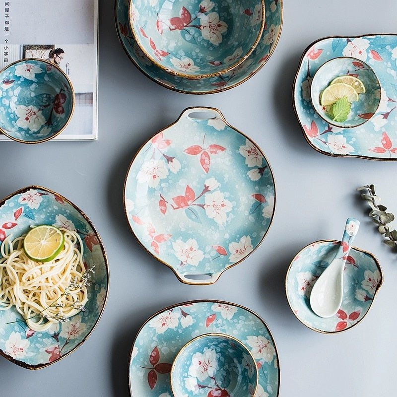 Japanese Style Floral Serving Dish - High Street Cottage