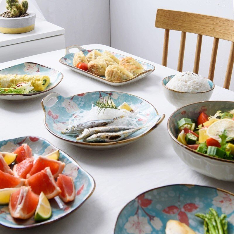 Japanese Style Floral Serving Dish - High Street Cottage