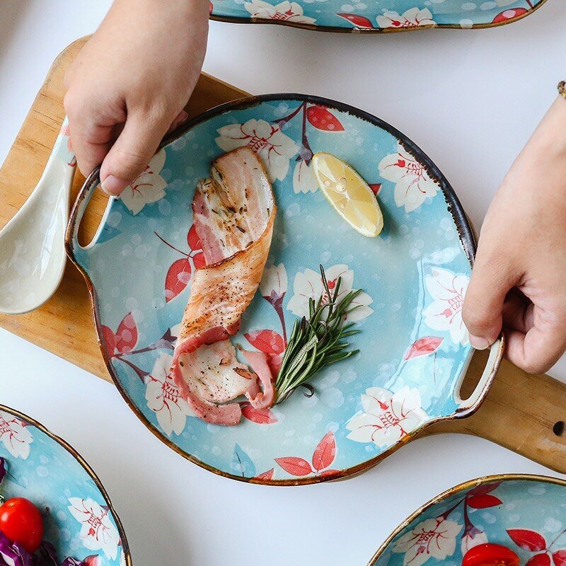 Japanese Style Floral Serving Dish - High Street Cottage