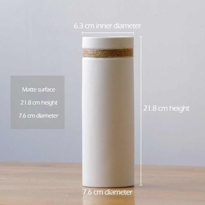 Minimalist White Vases with Jute Accents - High Street Cottage