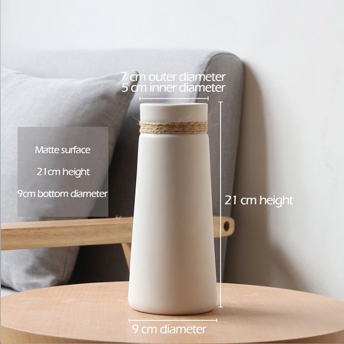 Minimalist White Vases with Jute Accents - High Street Cottage
