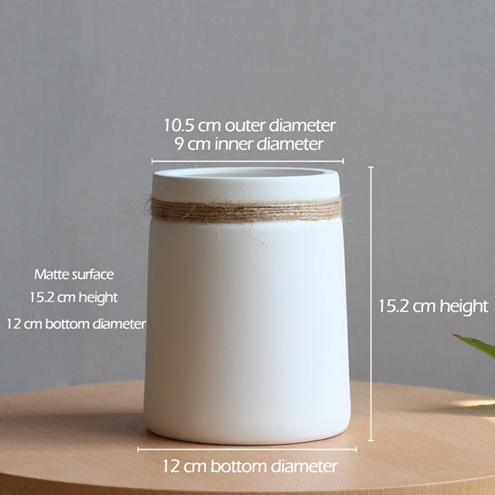 Minimalist White Vases with Jute Accents - High Street Cottage