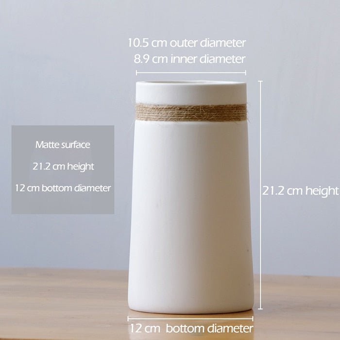 Minimalist White Vases with Jute Accents - High Street Cottage