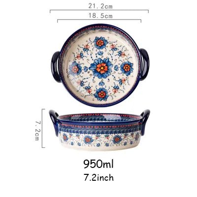 Old World Polish Style Hand-painted Ceramic Bakeware - High Street Cottage