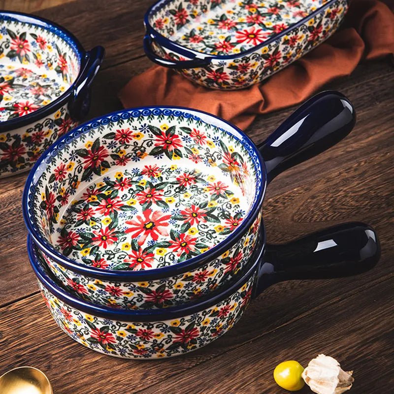 Old World Polish Style Hand-painted Ceramic Bakeware - High Street Cottage