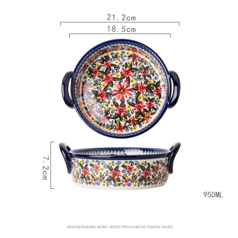 Old World Polish Style Hand-painted Ceramic Bakeware - High Street Cottage